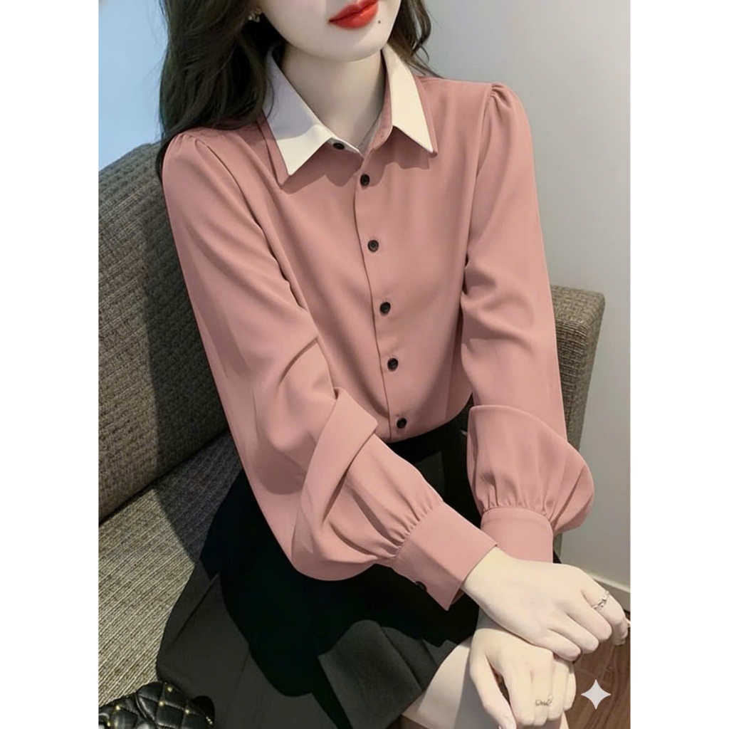 เสื้อเชิ้ตผู้หญิง รหัส H87 อ่อนเยาว์ แขนยาว ใส่ไปโรงเรียนหรือทํางานก็สวย
