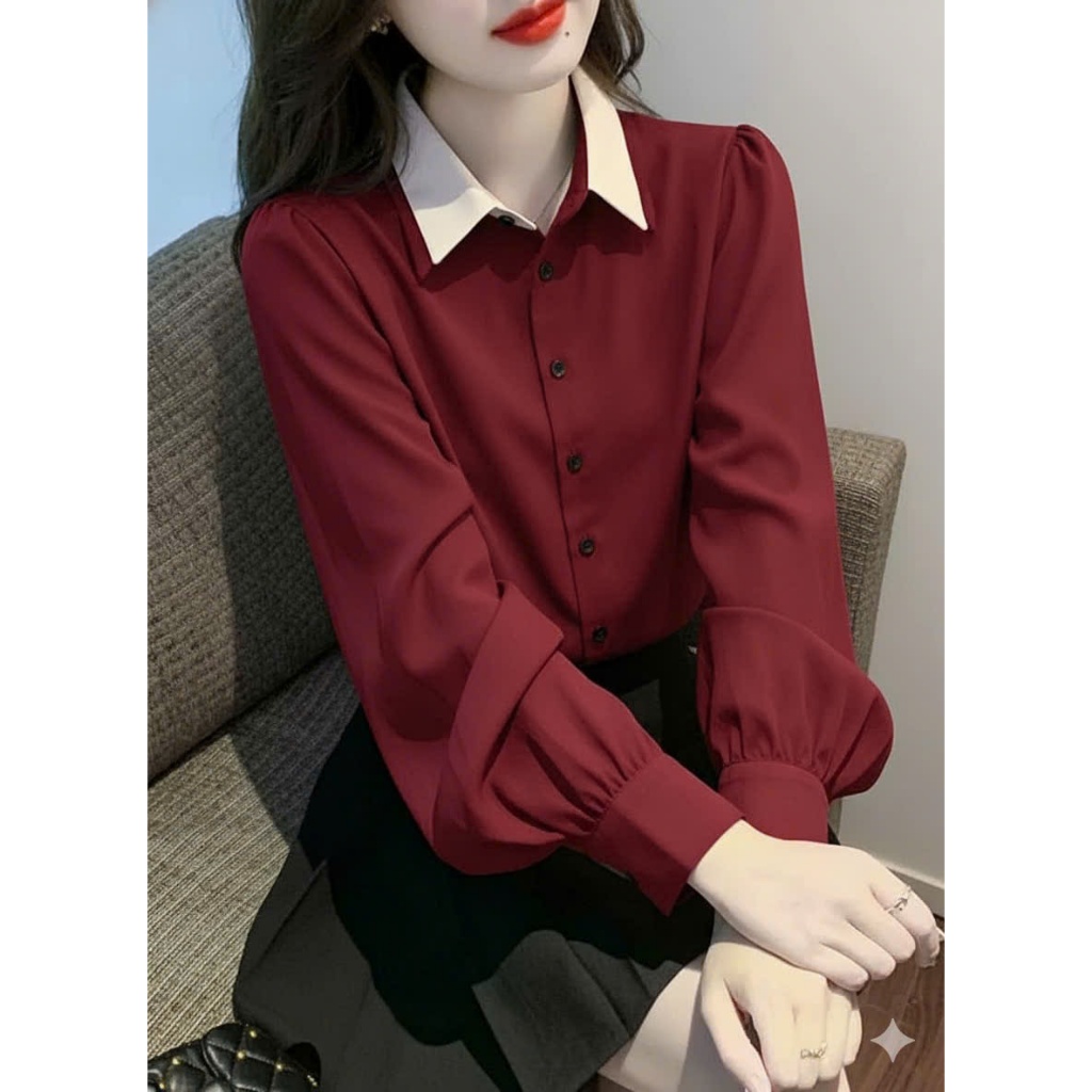 เสื้อเชิ้ตผู้หญิง รหัส H87 อ่อนเยาว์ แขนยาว ใส่ไปโรงเรียนหรือทํางานก็สวย