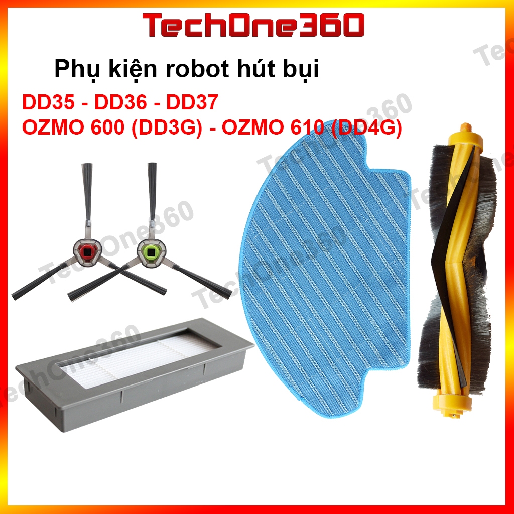 แปรงข้าง กรองฝุ่น ผ้าทําความสะอาด แปรงหลักสําหรับเครื่องดูดฝุ่นหุ่นยนต์ DD35 - DD36 - DD37 - OZMO 60