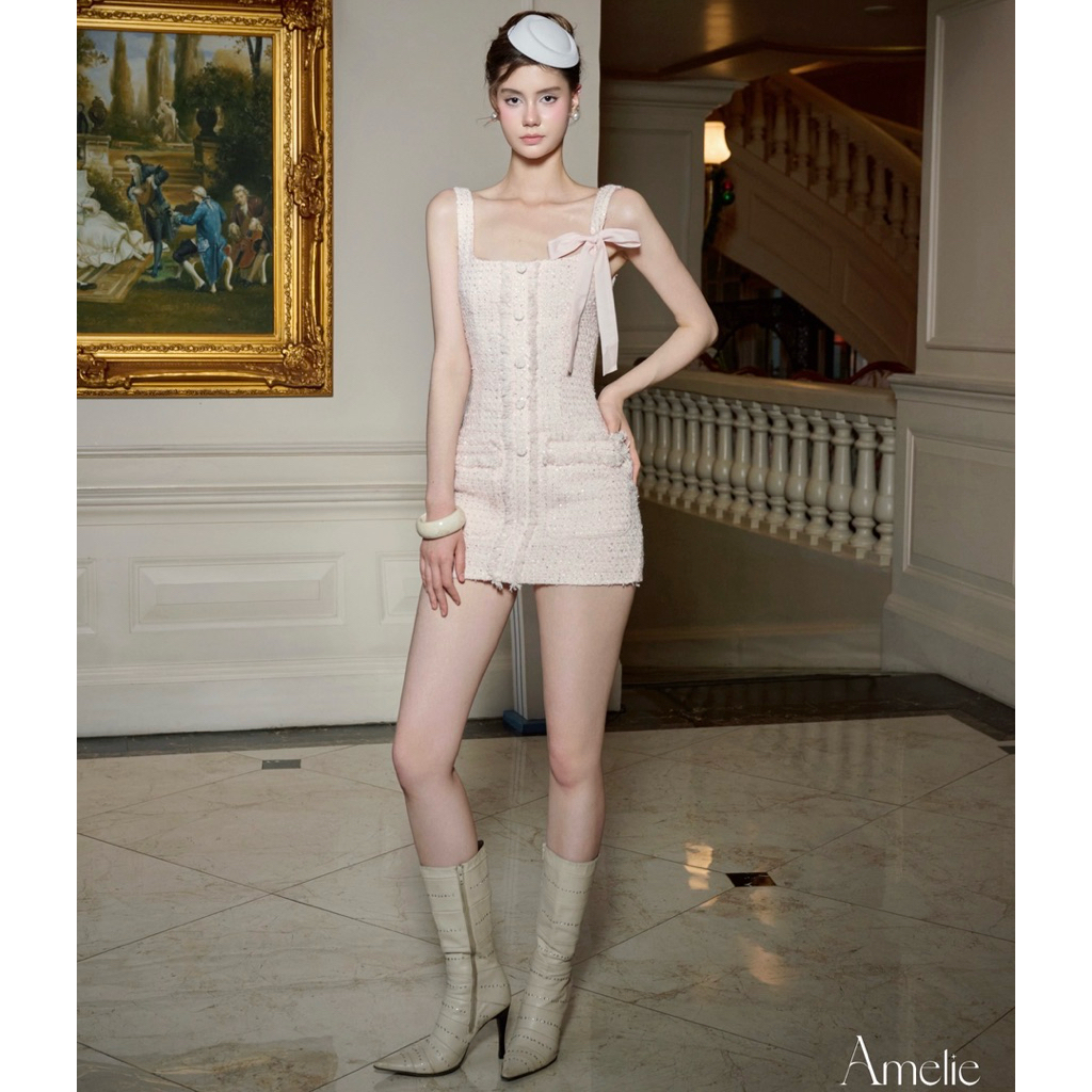 AMELIE - เดรสผ้าทวีตเข้ารูป - เดรส Vespa Ame438 - รูปที่ 5