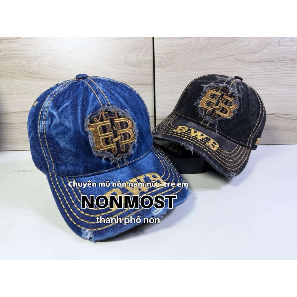 Bwb ปัก Denim cap - หมวกแก๊ปยีนส์แฟชั่นสําหรับผู้ชายและผู้หญิง