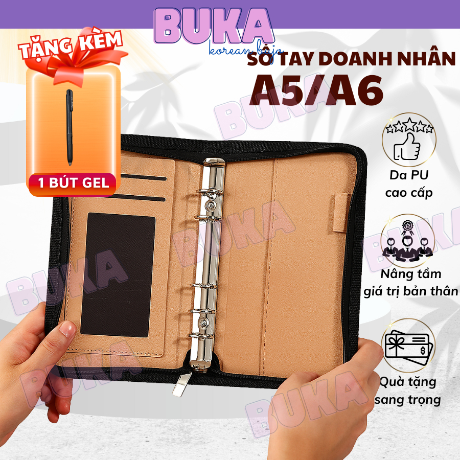 Buka สมุดบันทึกธุรกิจมีซิป A5 A6 สมุดบันทึกไดอารี่สมุดบันทึกปกหนังสมุดบันทึกของขวัญสุดหรู