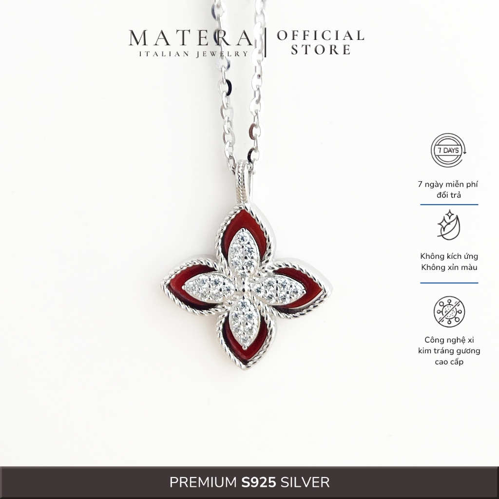 [สินค้าใหม่] The Crimson Petal MATERA S925 สร้อยคอเงินกลีบสมองสีแดงทั้งสองด้านพร้อมหิน MDC74