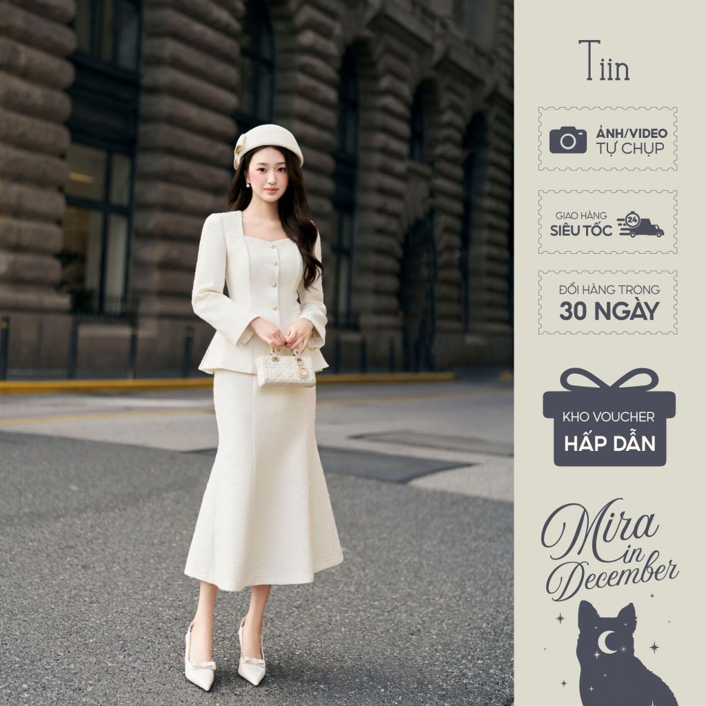 [Mira collection] TINSTORE ชุดราตรีผ้าทวีตพร้อมดีไซน์คอเหลี่ยมเปปาเบิร์และชุดราตรีหางปลาหรูหรา ADD.2