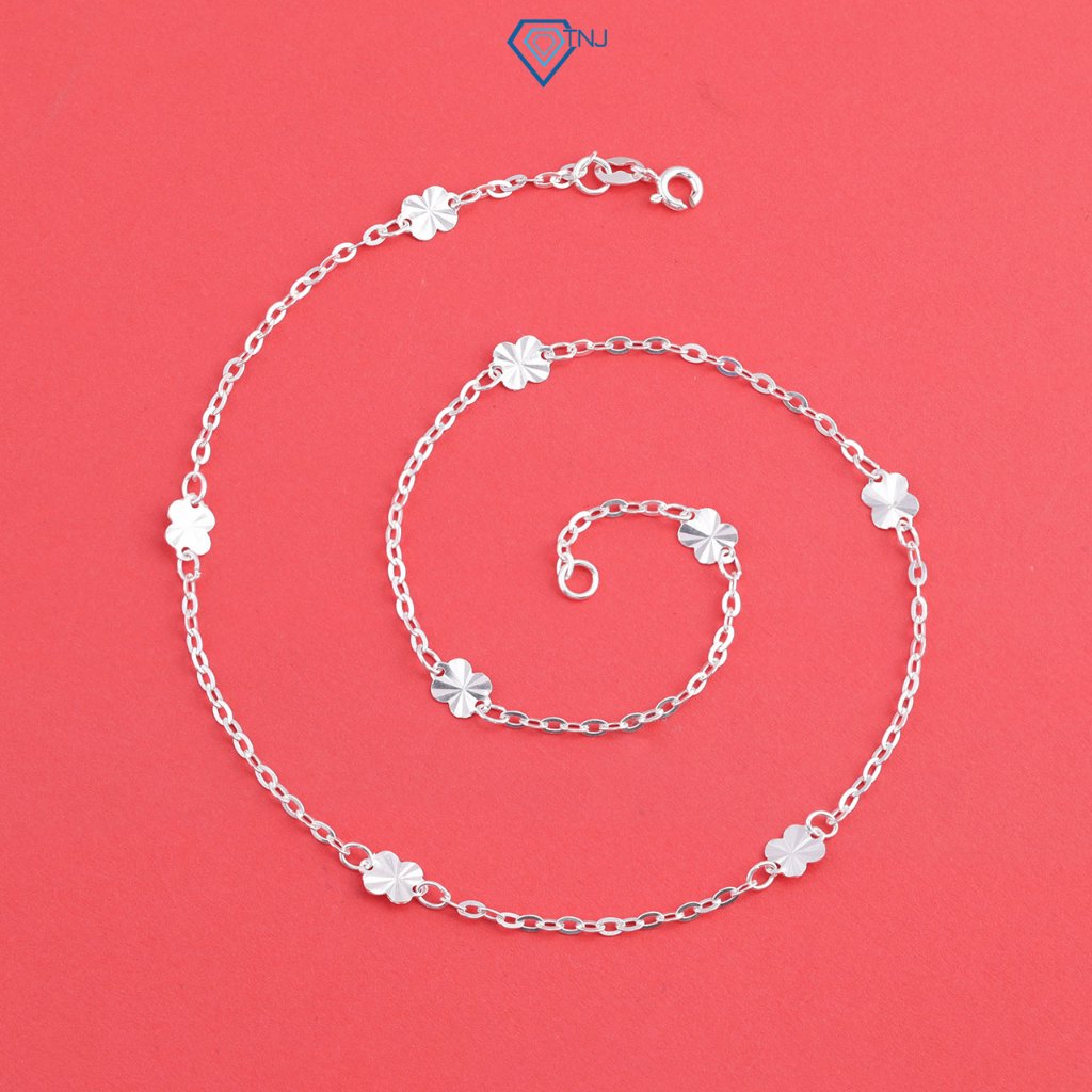 สร้อยคอเงินสําหรับเด็กผู้หญิงลายโคลเวอร์สี่ใบนําโชค DTN0045 - TNJ Jewelry