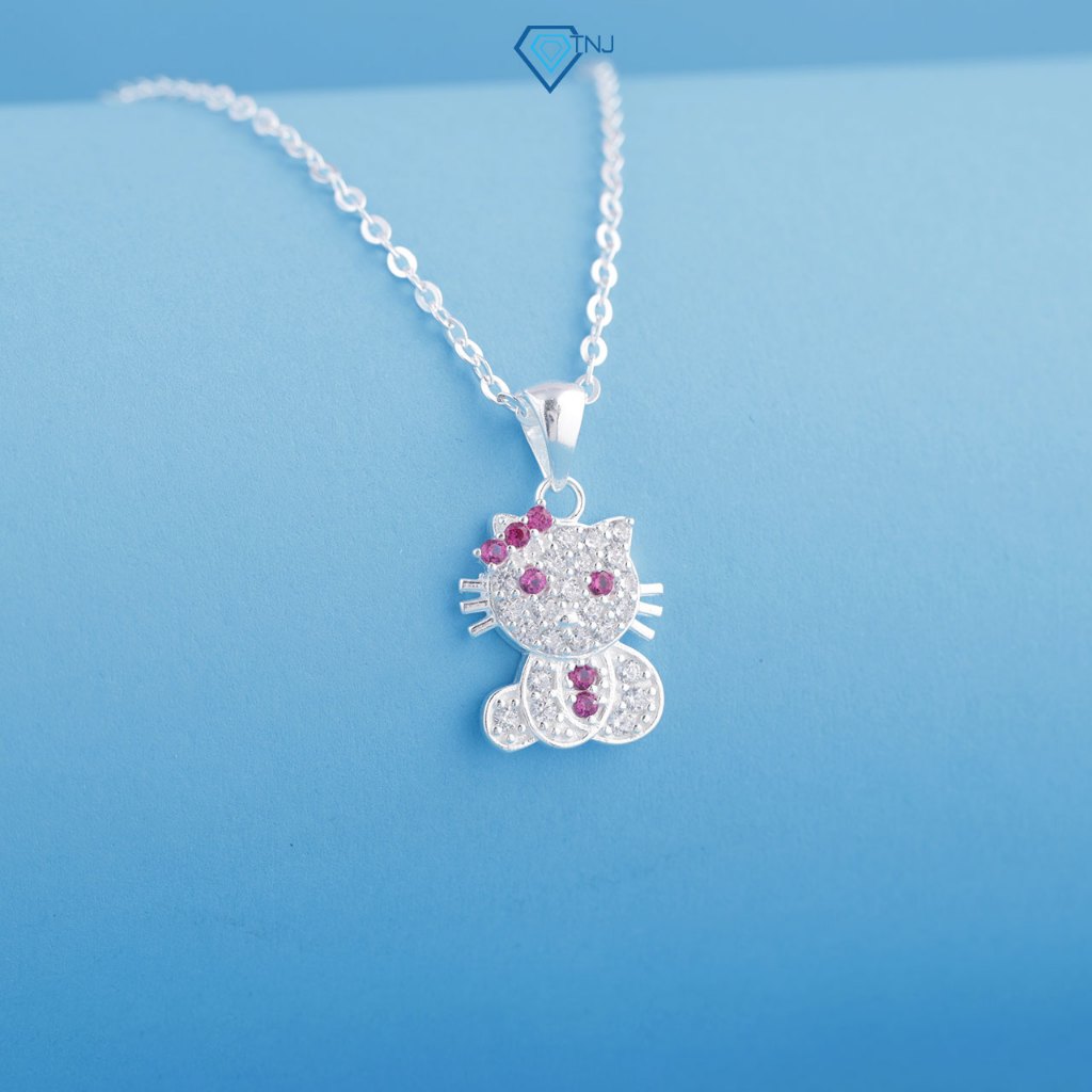 สร้อยคอเงินสําหรับเด็กผู้หญิง 1-5 ปี รูป hello kitty และหินน่ารัก DTN0046 - TNJ Jewelry