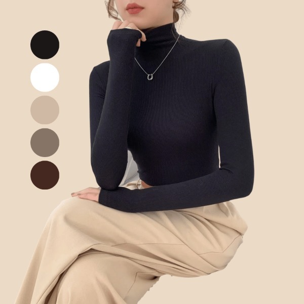 เสื้อแจ็คเก็ตเก็บความร้อนฤดูใบไม้ร่วงฤดูหนาวคอปกสูงพื้นฐานสําหรับผู้หญิงผ้ายืดนุ่มเพื่อให้อบอุ่น5820