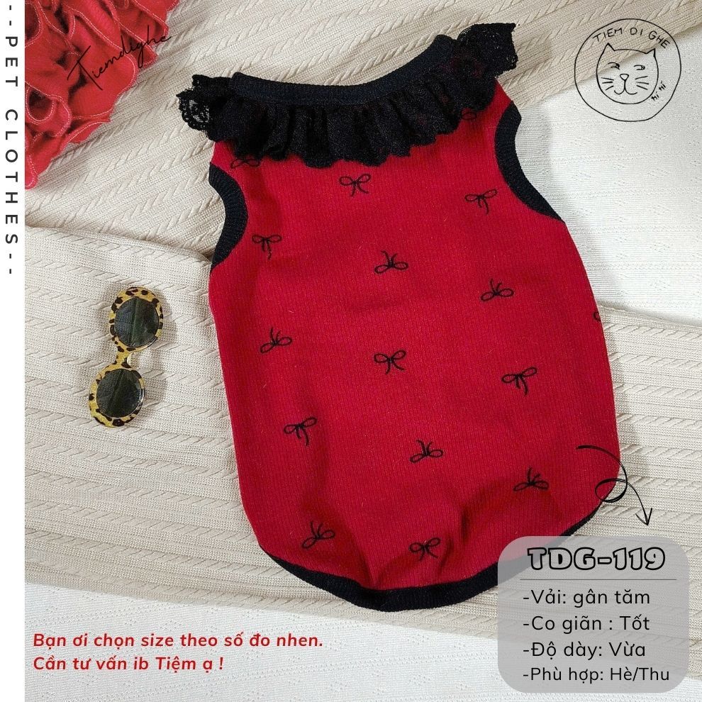 TDG119 - เสื้อสุนัขและแมว - เสื้อสัตว์เลี้ยงพร้อมโบว์ PATTERN