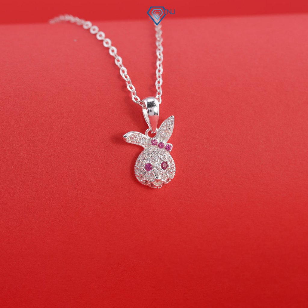สร้อยคอเงินสําหรับเด็กผู้หญิงหน้ากระต่ายและหินน่ารัก DTN0049 - TNJ Jewelry