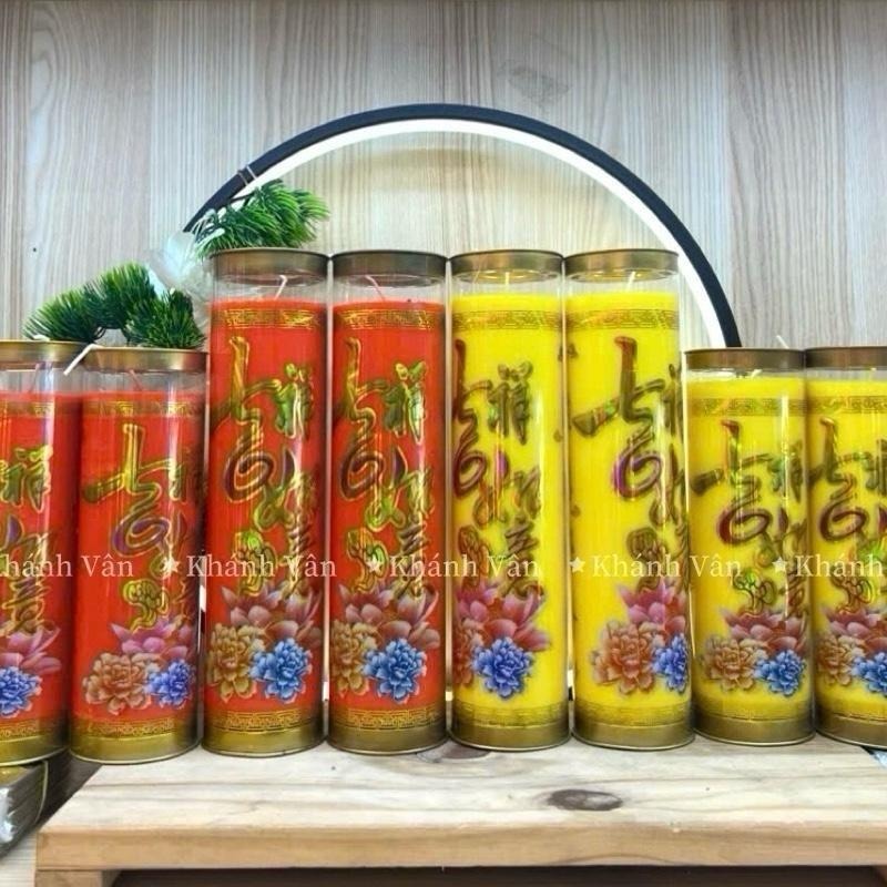 PAIR OF LARGE COLOR ทรงกระบอก WAX CANDLES 3 DAYS 7 DAYS