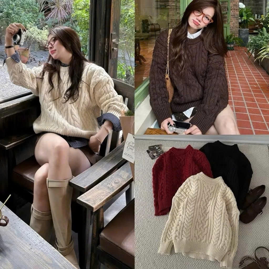 QC THE BARNETT Bread Sweater – Basic Round Neck, Ulzzang Standard Loose Form 1521 P8K3