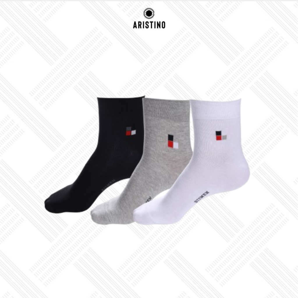 COMBO of 3 Aristino Bizmen BSC003EDP02 ถุงเท้าคอเต่าผู้ชายต้านเชื้อแบคทีเรียและดับกลิ่นที่เหนือกว่า