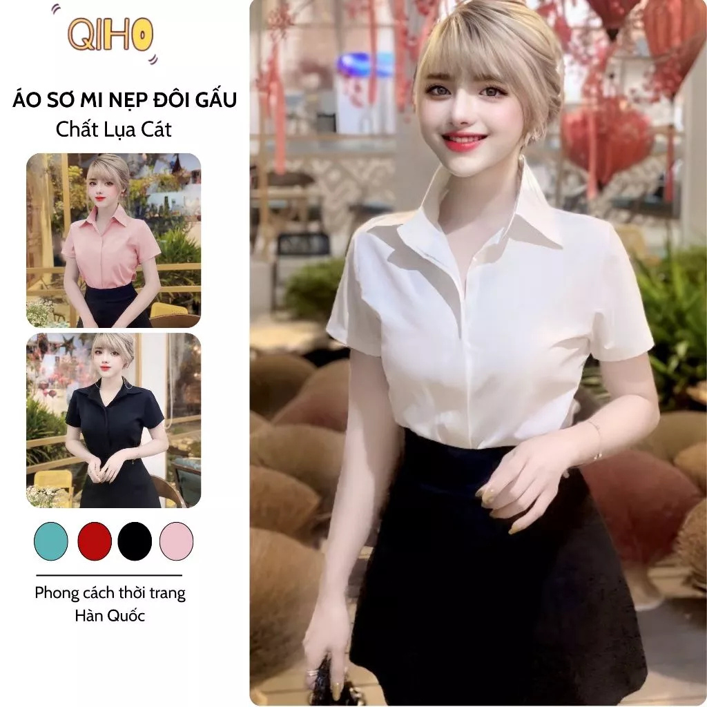 [ A13 ] เสื้อซ่อนกระดุมคู่ Qiho.store