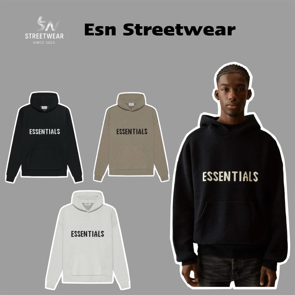 [ของแท้] Hoodie Knit Essentials Fear Of God Pullover SS21 ของแท้ Essentials Wool Hoodie
