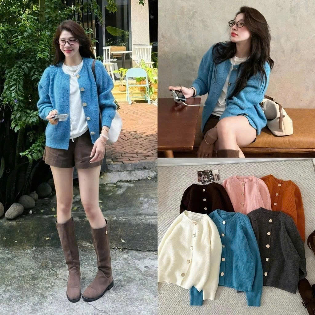 คาร์ดิแกนกระดุมใหญ่ทําจากขนสัตว์หนานุ่ม Emixclothes AoCDG2288