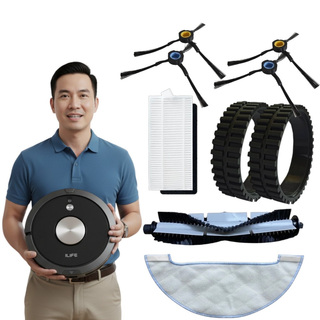 อุปกรณ์เสริมสูญญากาศหุ่นยนต์ iLife ของแท้ (ล้อ กรองฝุ่น แปรงด้านข้าง) รุ่น A9s, A9, A7, A80 Plus, L1