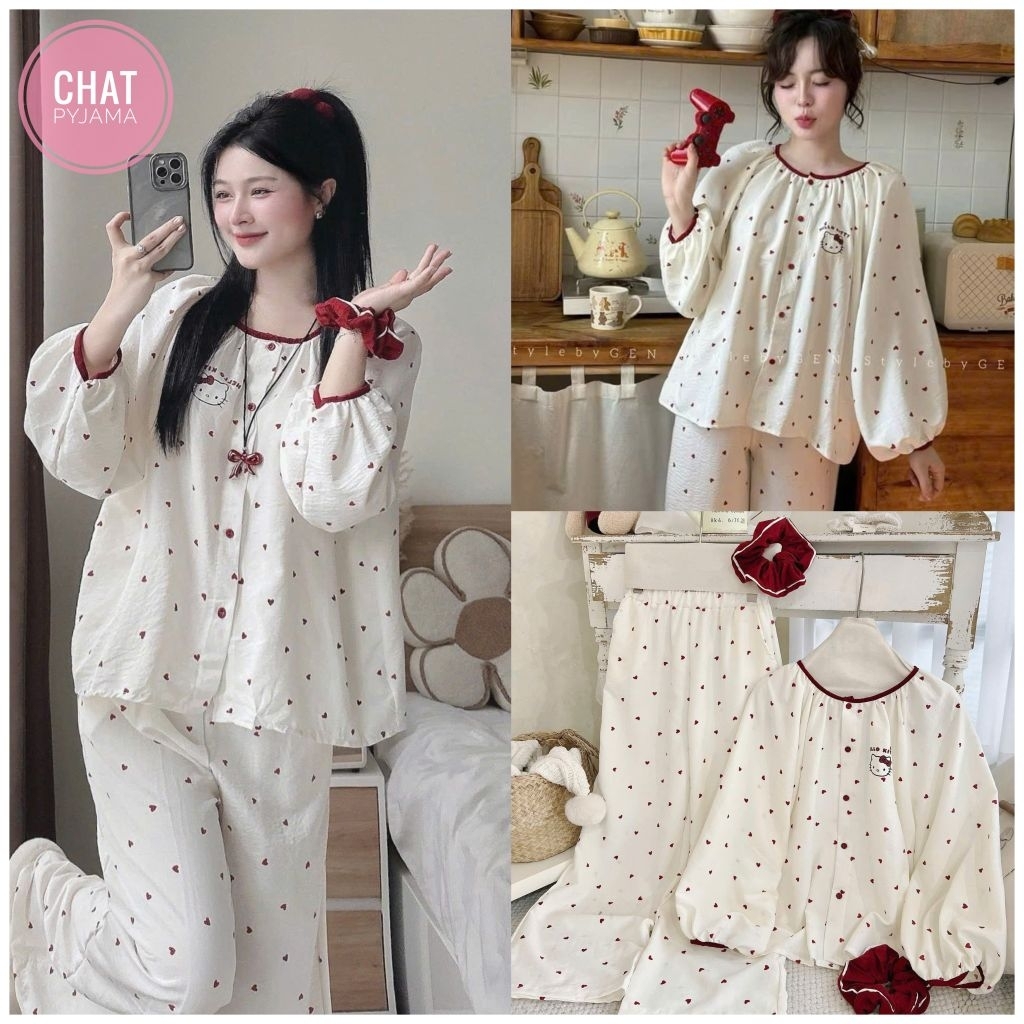 (พร้อมมัดผม) BEAUTIFUL HEART IU PYJAMA SET ในชุด SOFT AND COOL CLOUD DD93