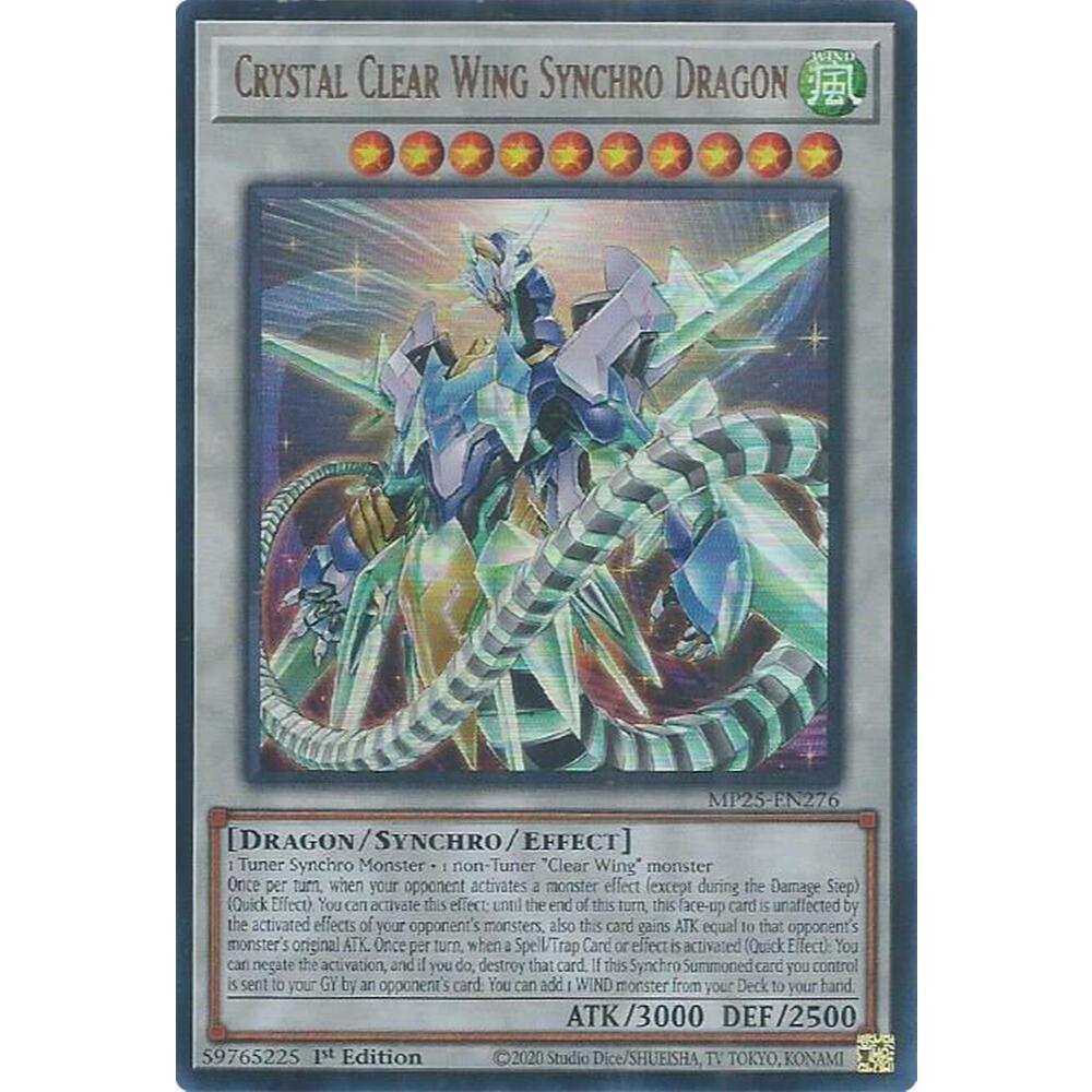 การ์ด YuGiOh รหัส MP25-EN276 - Crystal Clear Wing Synchro Dragon - Synchro Monster - Ultra Rare