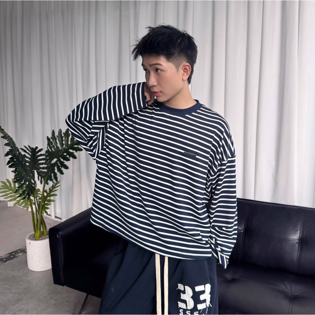 เสื้อยืดแขนยาวลายทางแนวนอนหลากสี Sss_HT.Store96