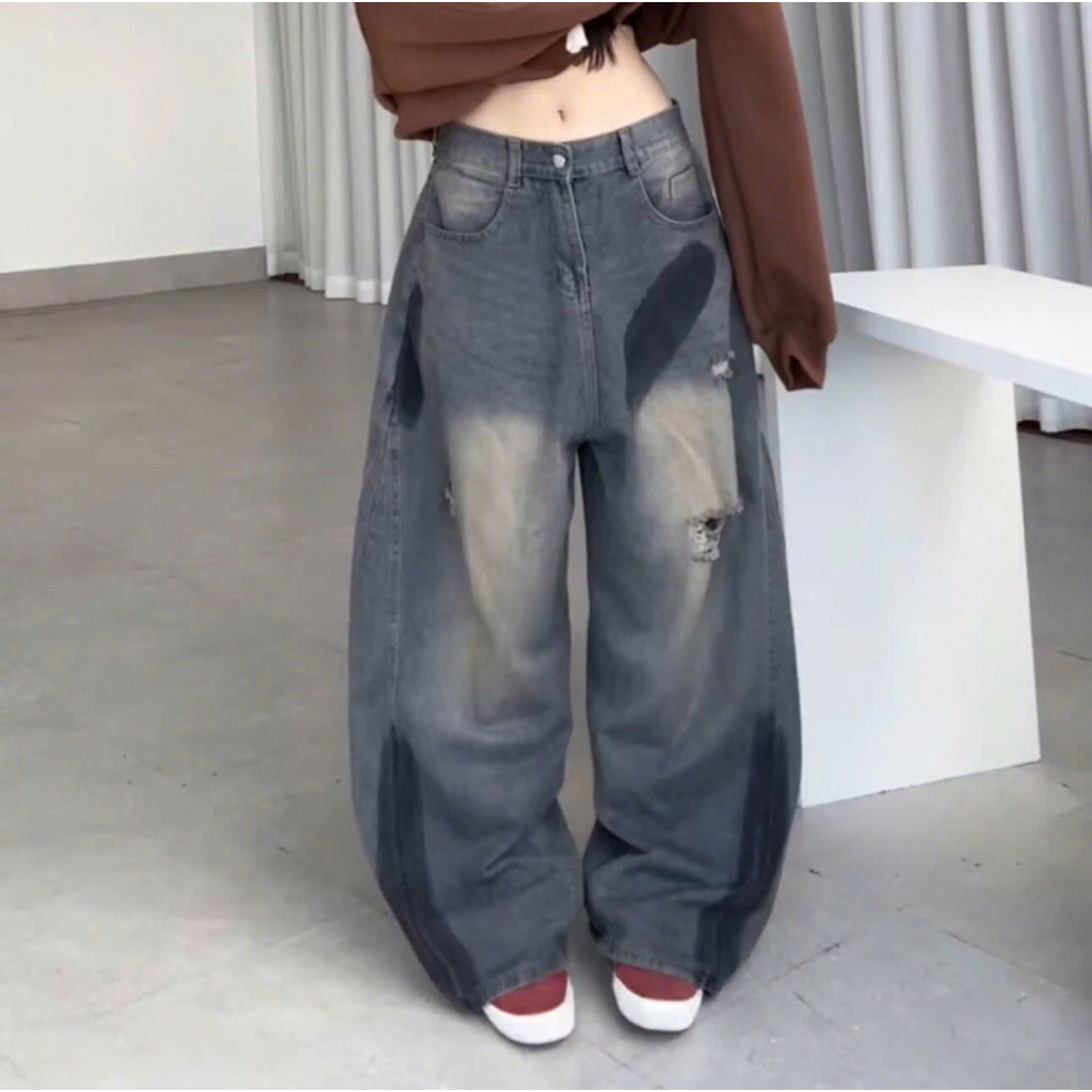 กางเกงยีนส์ขาโค้ง Ripped หลากสี Sss_HT.Store96