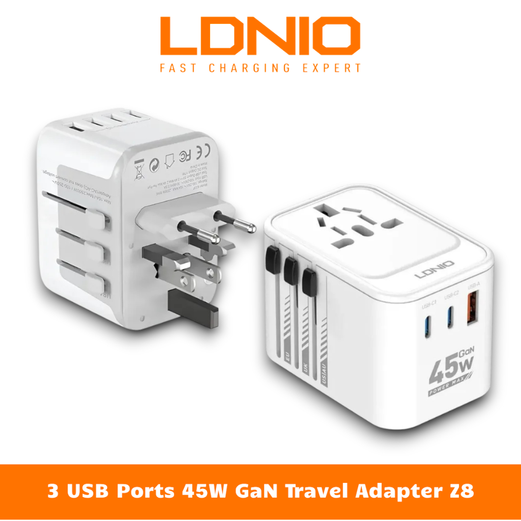 ปลั๊กไฟสําหรับเดินทางแบบเปิดประทุนมัลติฟังก์ชั่นพร้อมที่ชาร์จโทรศัพท์แบบบูรณาการ 45W พร้อม 2Type-C +