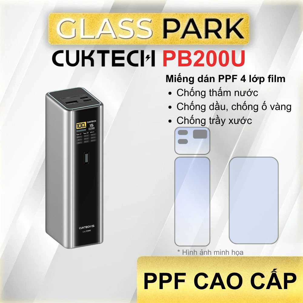 สติ๊กเกอร์ PPF พรีเมี่ยม พร้อมฟิล์มกันรอยชาร์จ CukTech PB200U 4 ชั้น กันรอยขีดข่วน ติดทนนาน