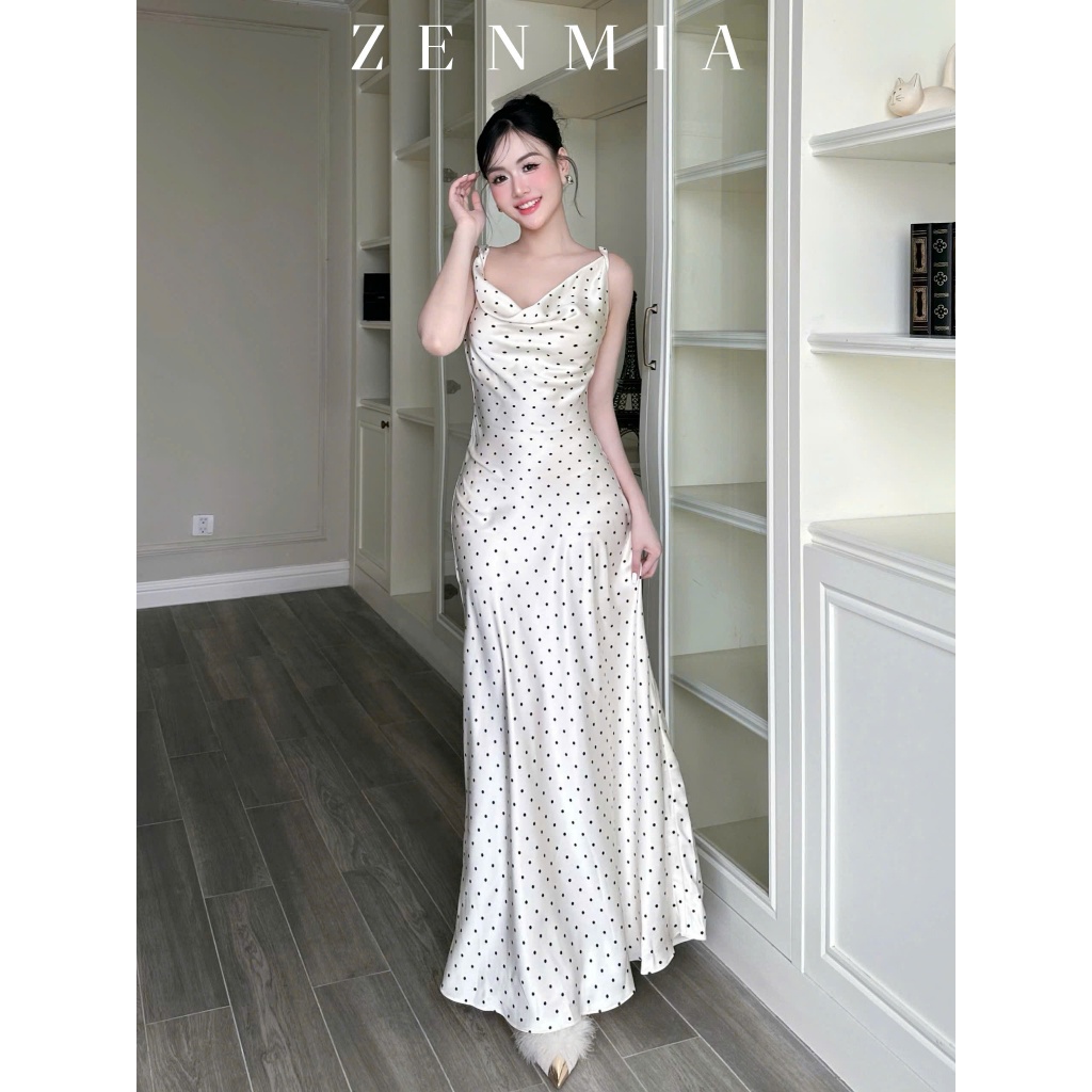 Laira Dress ZENMIA 2-Strap Silk Party Dress คอยาว Do Back Deep Cut พร้อม Tie