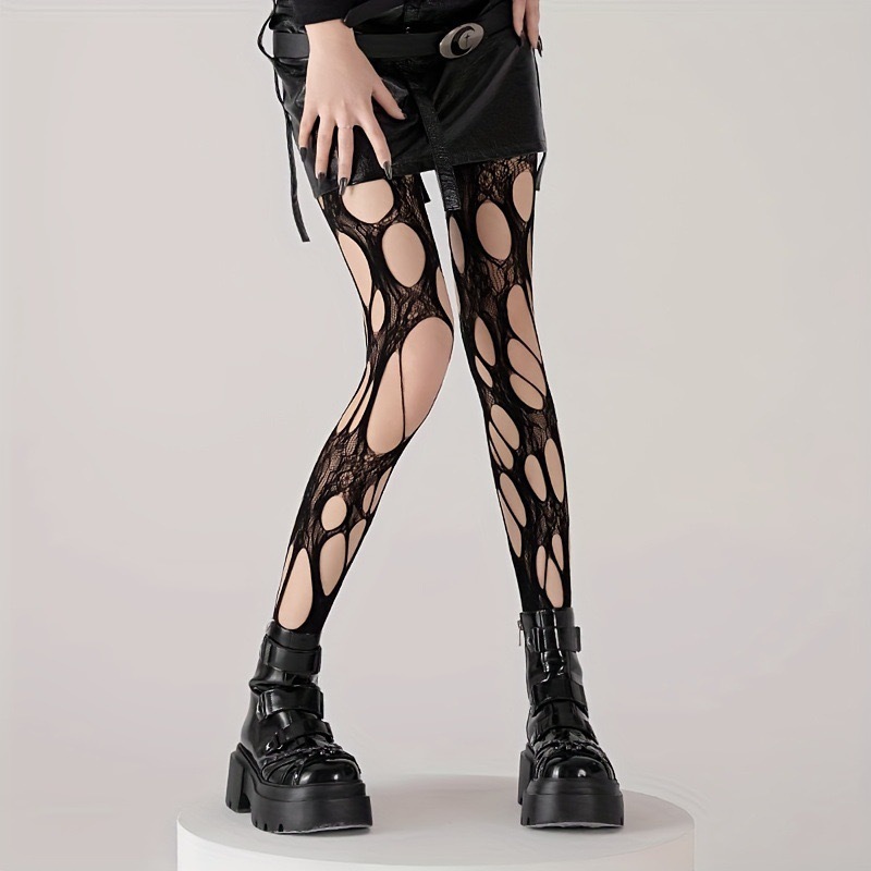 Y2K Fishnet Tights Irregular Hole Hollow Punk Style JK Fashion Pants - Subo Shop