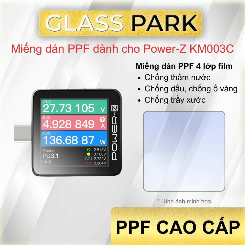 สติ๊กเกอร์กันรอย PPF สําหรับ Power-Z KM003C ฟิล์มกันรอยขีดข่วนทนทาน 4 ชั้นระดับพรีเมียม