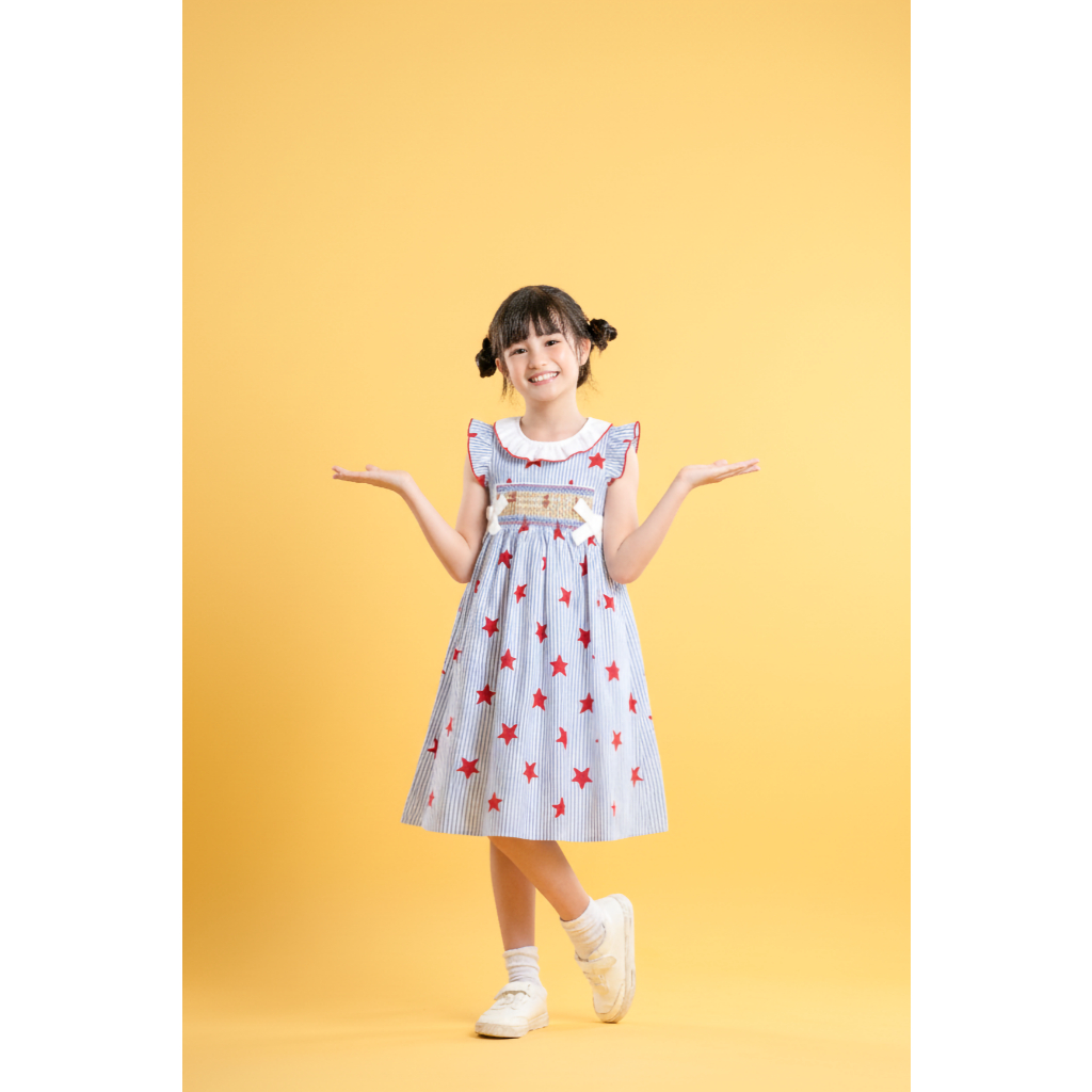 Xinh House ชุดเด็กคอปกระบายปีกนางฟ้าน่ารัก K16 - K17 สําหรับเด็กผู้หญิงอายุ 1 ถึง 10 ปี