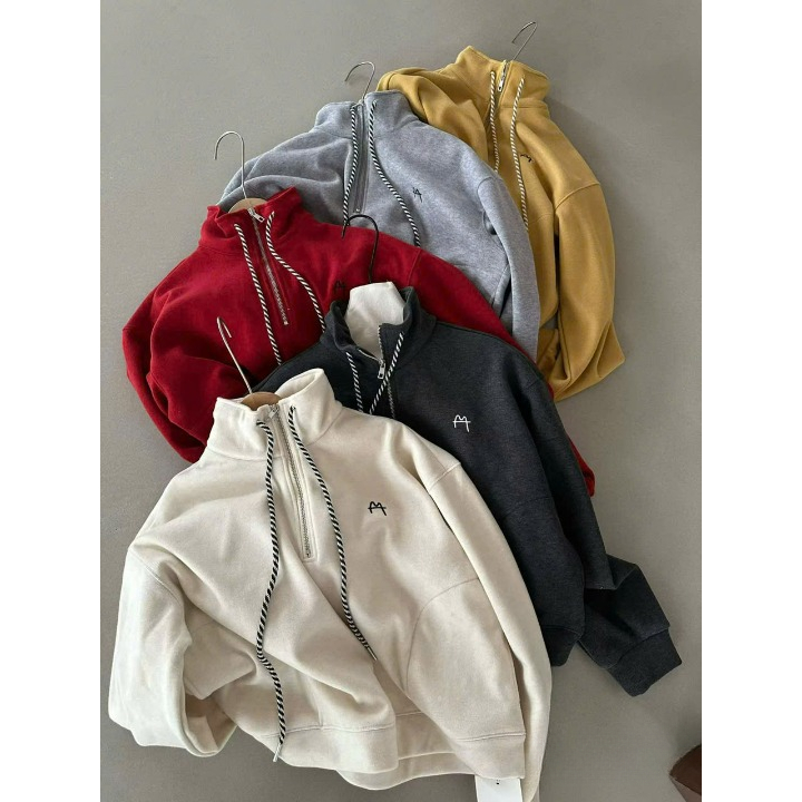 เสื้อแจ็คเก็ตผ้าสักหลาดคอปกลายทางและปักตัวอักษร M XONXEN SHOP PCT รหัส F6259