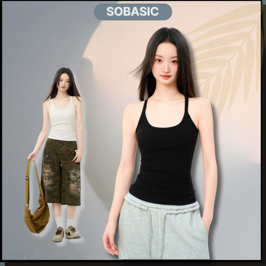 เสื้อกล้ามแขนยาว crt ขนาดเล็กคอเหลี่ยมและสามรู เซ็กซี่ กระชับสัดส่วน Sobasic