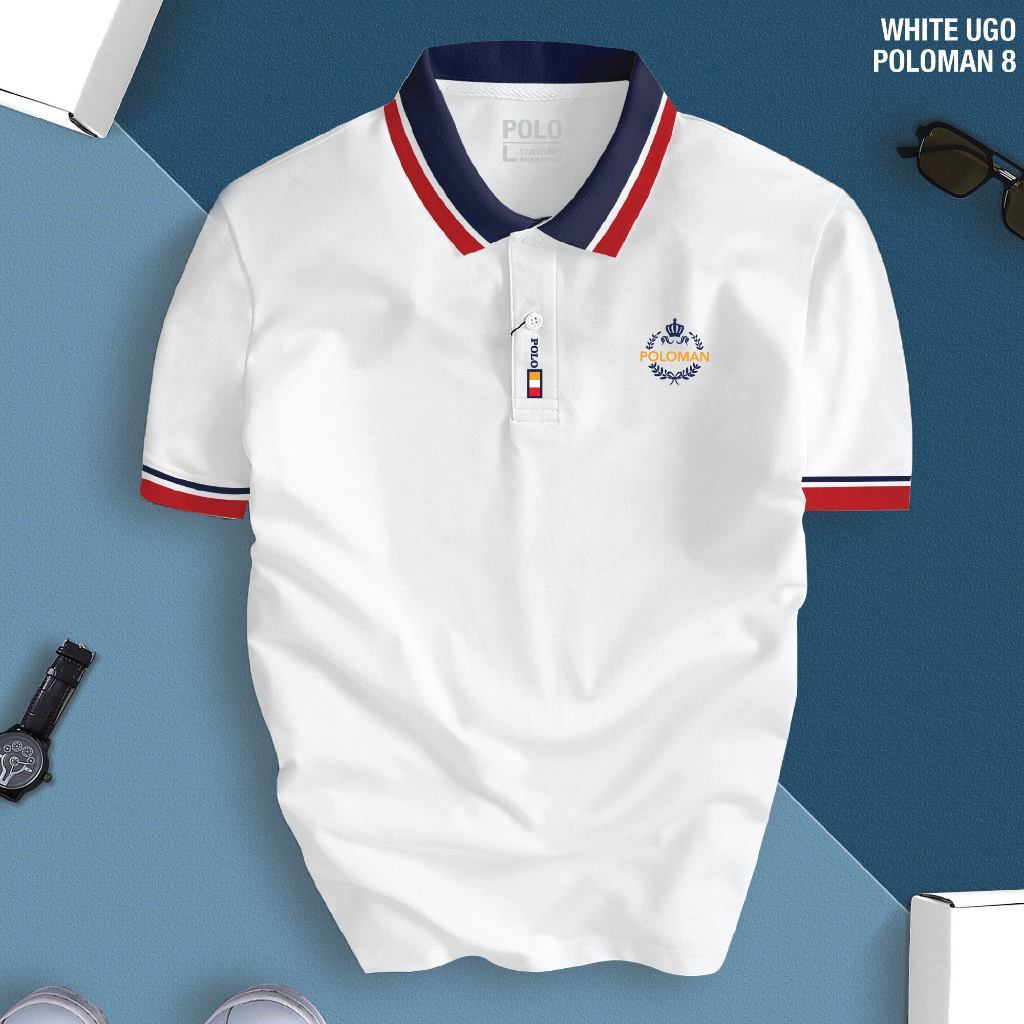 เสื้อยืด POLOMAN 8 คอปก BASIC ICY หรูหรา หรูหรา เรียบหรู หนังจระเข้โปร่งสบาย