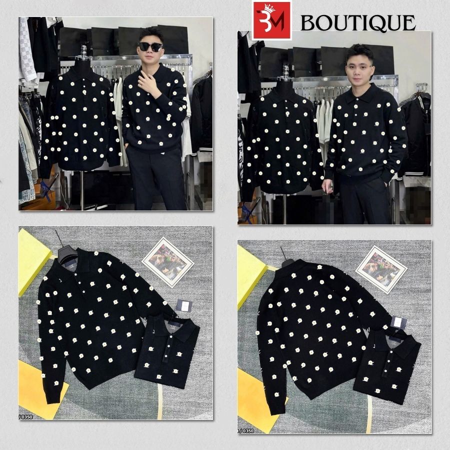 เสื้อสเวตเตอร์คอปกโปโล Chuwx Monoogram คุณภาพดี - Lx เสื้อสเวตเตอร์ขนสัตว์สําหรับผู้ชายและผู้หญิงพร้