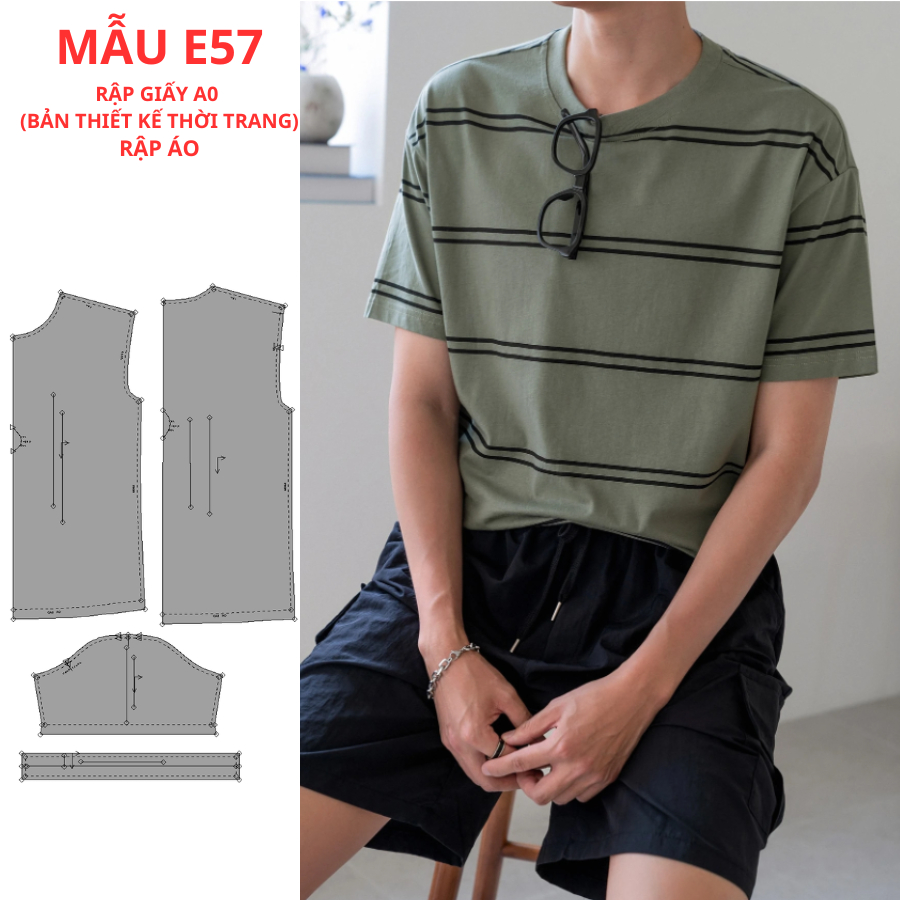 A0 แผ่นกระดาษสําหรับ SEWINGERS - เสื้อยืดผู้ชาย CODE E57