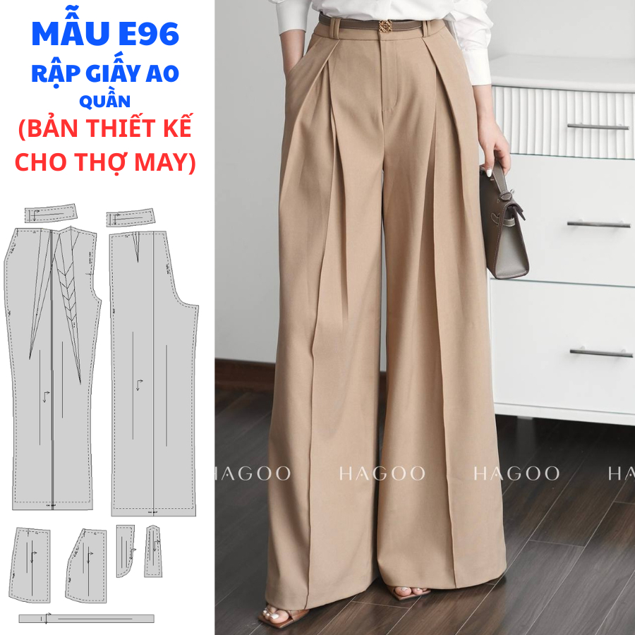 แผ่นกระดาษ A0 สําหรับ SEWINGERS - กางเกงผู้หญิง CODE E96