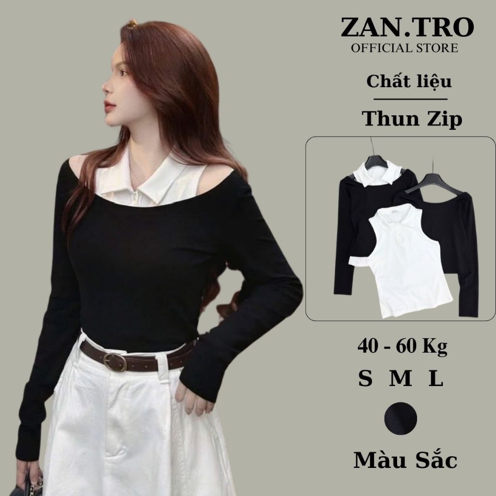 ชุดเสื้อชั้น 2 ชิ้นเสื้อยืดเปิดไหล่แขนยาวคอปกเสื้อ ซานโตโร 503