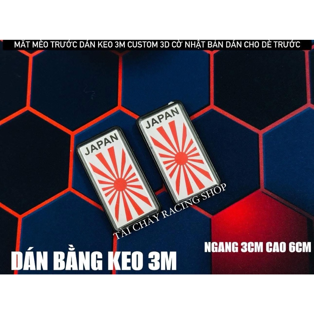 [ 1 PAIR ] CAT EYE FRONT 3M CUSTOM JAPANESE FLAG ADHESIVE FRONT STICKER