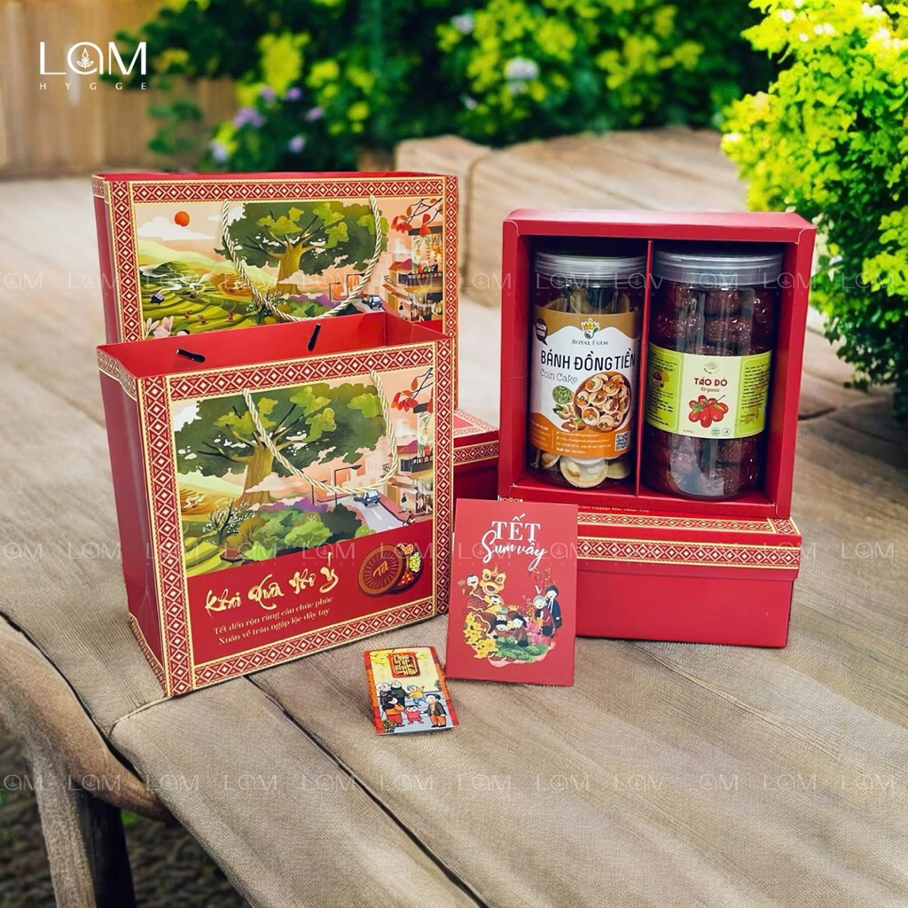 COMBO 5 SETS OF TAT BOX 2026 KHAI XUAN NHU Y 2 COMPARTMENTS (ไม่รวมโถ) เค้กและแยมกล่องรวมกระเป๋า + ฉ