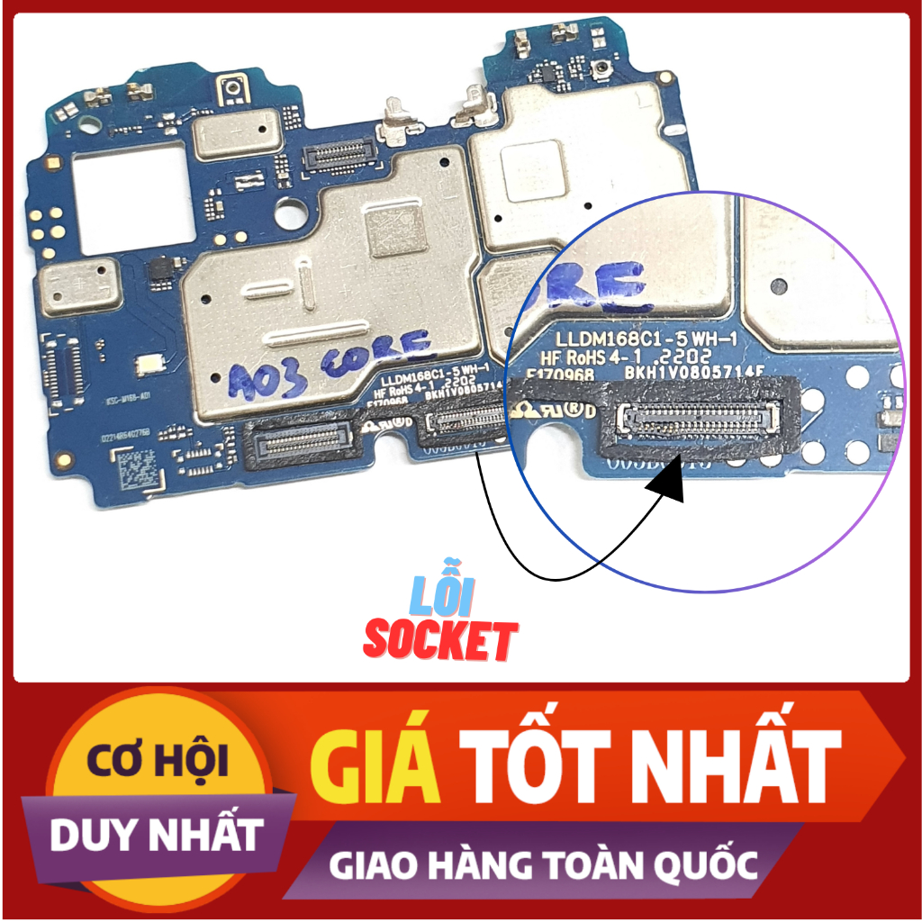 หลัก / เมนบอร์ด / เมนบอร์ด LLDM168C1-5WH-1 Samsung A03 Core 1 ซ็อกเก็ตข้อผิดพลาด Zin ถอดชิ้นส่วน