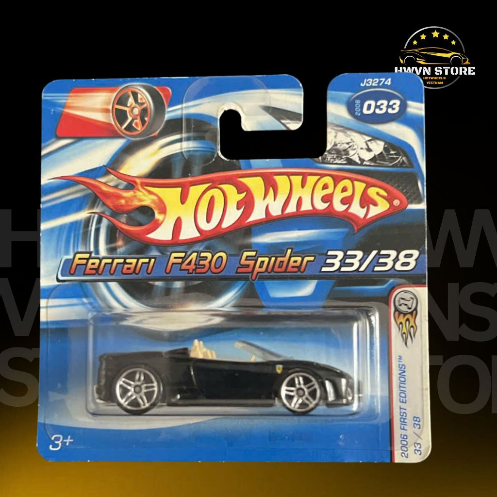 Hotwheels Card Short Ferrari F430 โมเดลรถ Spider สีดํา