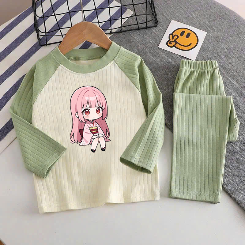SOFT RIBBED LONG-Sleeve GIRLS SUIT – CUTE PICTURE DG301