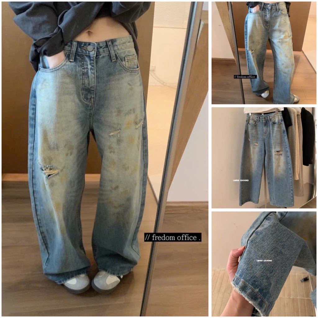 [Em.Cloud] CC ISS 6035 Ripped Painted Jeans