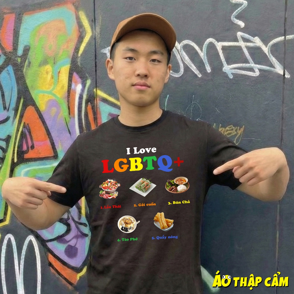 [เกรดพรีเมียม] เสื้อยืด Baby Tee เสื้อยืดแฟชั่น I Love LGBTQ+ อาหารเวียดนาม มีมตลก คอตตอน 100%
