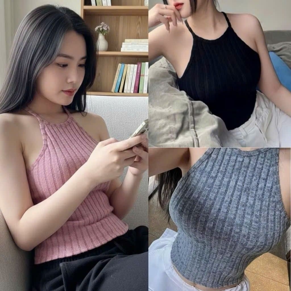 LOKAA AK774 LOKAA AK774 เสื้อครอปขนเทียมสีเทาและสีดําสีชมพู