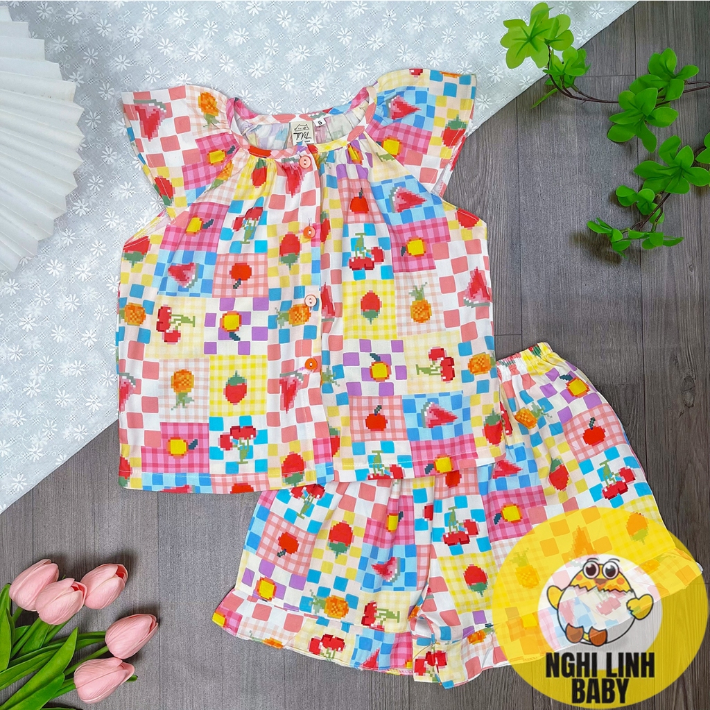 สุดเท่ ชุดเด็กผู้หญิง - ชนิดผ้าลินิน 1 - ไซส์ 12–43kg - ชุดใส่อยู่บ้านน่ารัก – Nghi Linh Baby