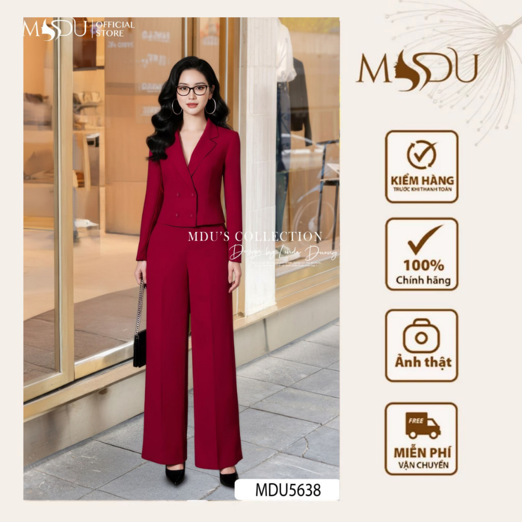 ชุดเสื้อกั๊ก MDU5638 มะม่วงอิตาลีรวมเสื้อกั๊ก 2 ชั้นและกางเกงทรงตรงสมัยใหม่จาก MDU