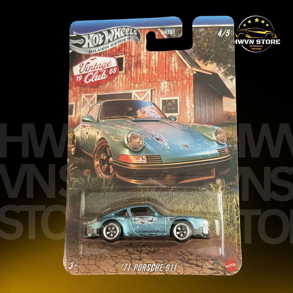 Hotwheels Silver Series 71 Porsche 911 รถโมเดลสีน้ําเงิน
