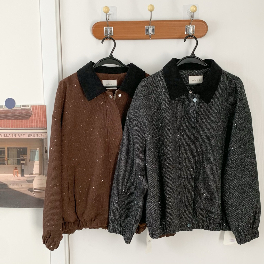 Zinnia/เกาหลี emulsion เสื้อแจ็คเก็ตคอปกซิป 5881