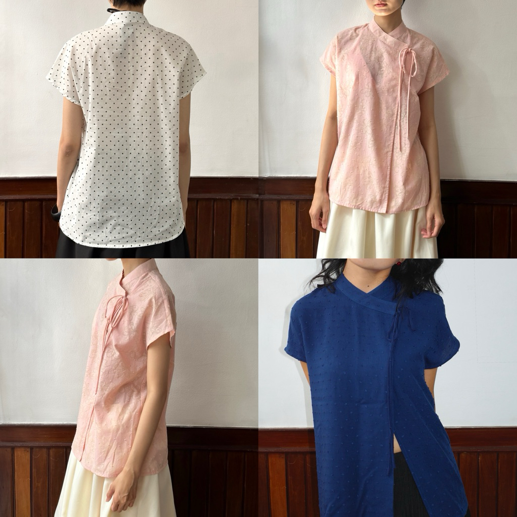6 สี | Nee Nee Ribbon Collar Top ผูกโบว์ ทรงหลวม ผ้าบางเบา